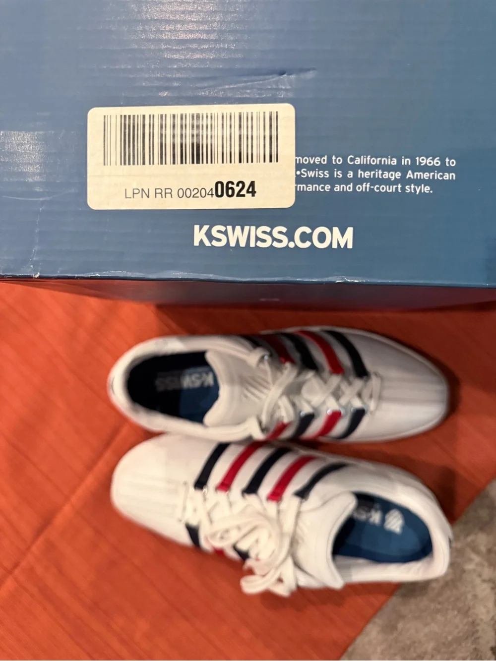 K-Swiss Classic Court Sneakers – Men’s Size 11.5 – White/Red/Navy – NWOB